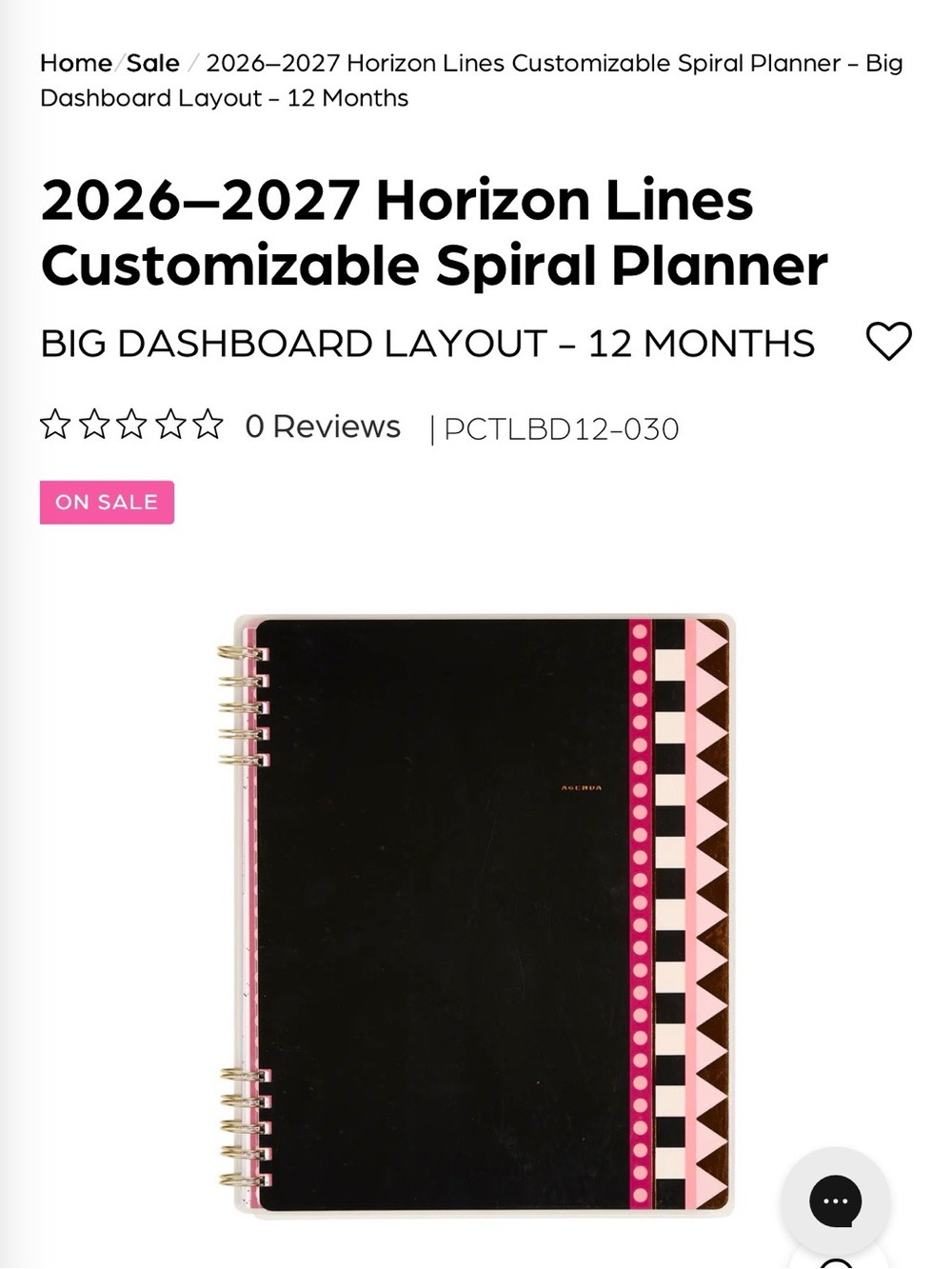 The Happy Planner Black Spiral Planner with Pink, Gold & White Accent